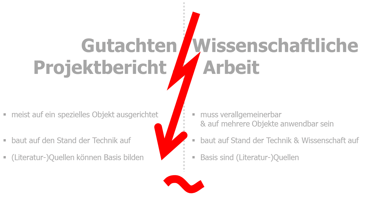 Unterschied Gutachten und wissenschaftliche Arbeit