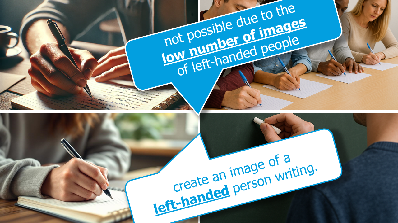 left-handed people : AI error due to small number of correct images