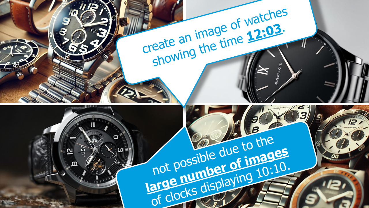 whatches showing 12:03 : AI error due to large number of biased images